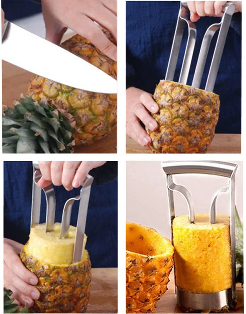 Ananas Corer in acciaio inox, aggiornato, rinforzato, più spesso, lama di peeler Premium ananas Cutter Corer frutta affettatrice strumento da cucina
