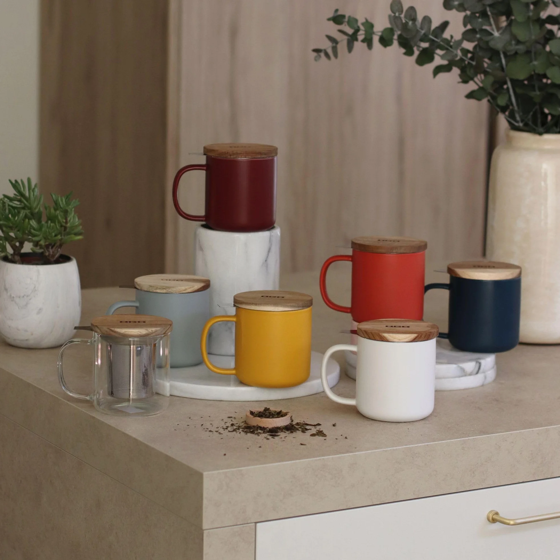 OGO LIVING - tisana gustave 300 ml - 7912103 - Ideale per tè, tisane, infusi e rooibos - tazza da tè in vetro e coperchio in legno di acacia