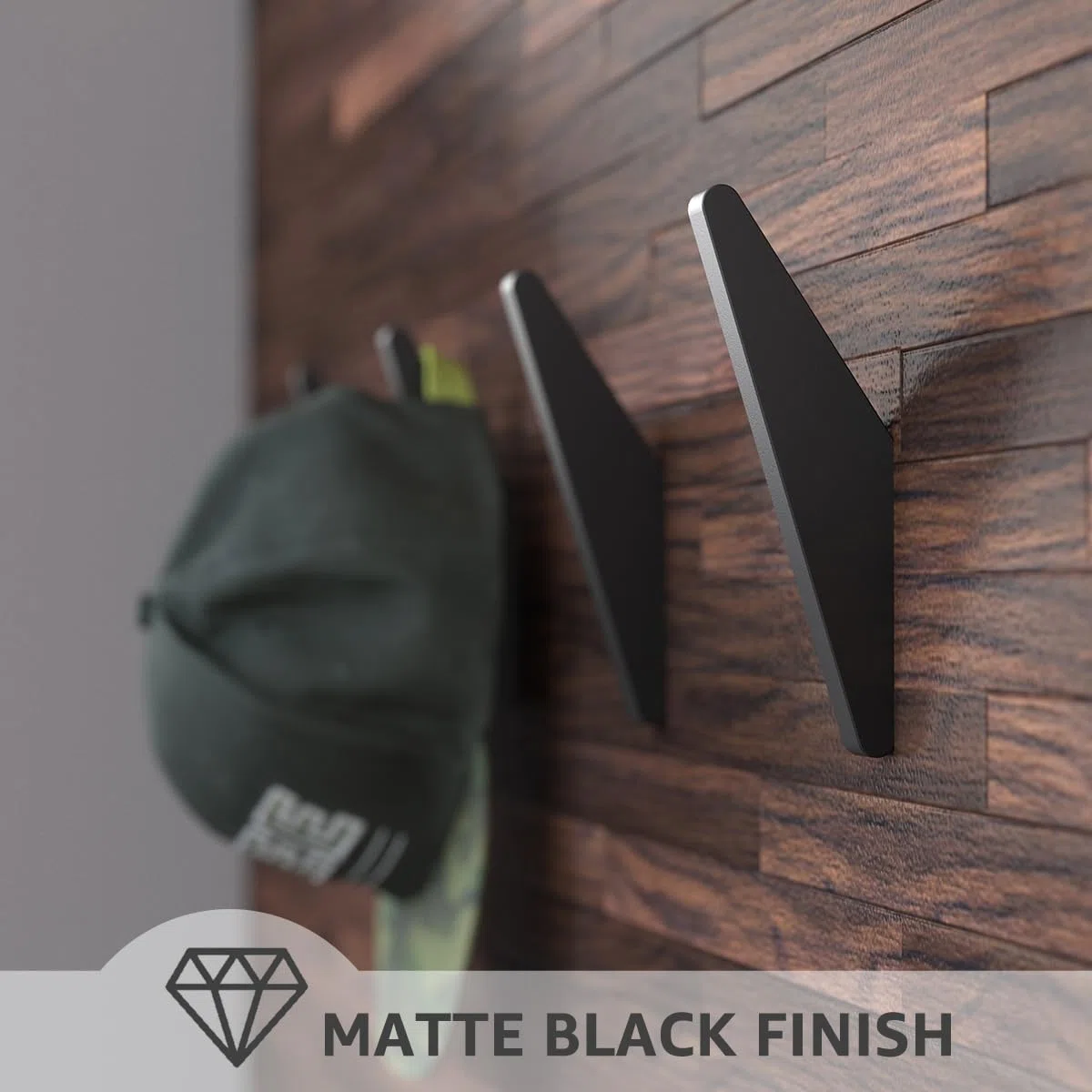 2 Pezzi Nero Gancio Appendiabiti da Muro, Semplicità Triangolo Ganci da Parete Lega di Alluminio Solido Multiuso Gancio Cucina per Appendere Asciugamani Borse Cappelli con Vite