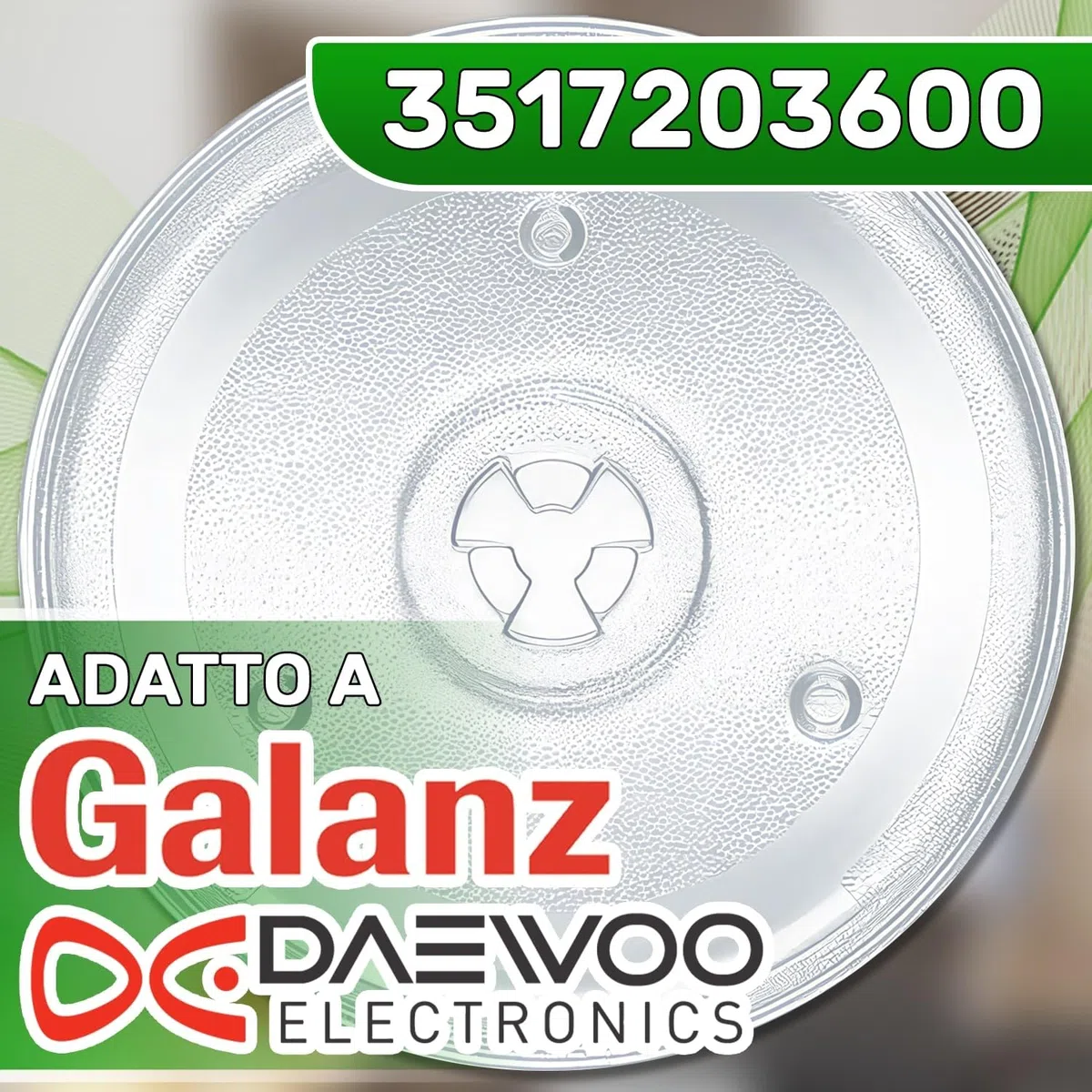 Vetro Piatto Microonde Universale con Diametro Ø 27 cm dotato di 3 Piedini di Fissaggio sulla Base con Codice Originale 297544 per Gorenje 482000100016 per Whirlpool per Indesit - ONIX TECH