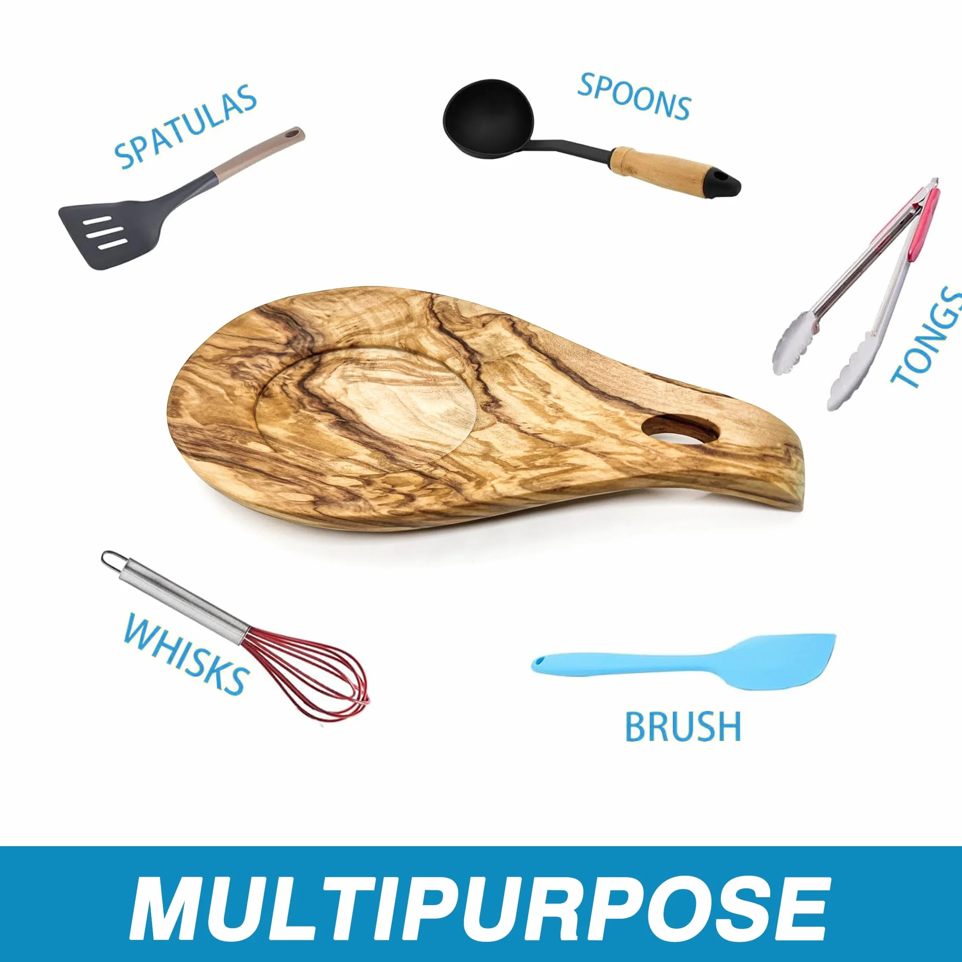 Poggia Mestolo Cucina,Apoggia Cucchiaio in Legno Naturale,Appoggia Mestoli da Cucina,per Ristorante Domestico (Olive wood)