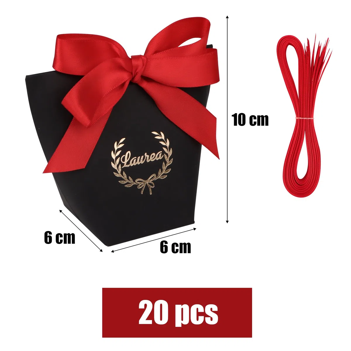 BETESSIN 25pz Scatoline Portaconfetti Laurea Bomboniera Confetti Rosso Nastro Decorazione Festa per Caramelle Regalo