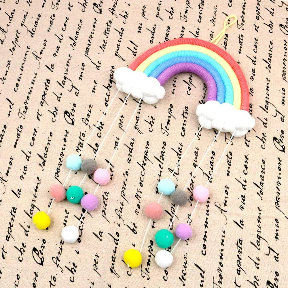Arcobaleno Decorazione da Parete macramè Appeso, Tessuto macramè Decorativo per Camera, Carino Decorazione da Parete Adatto per Ornamenti Festival Regali (Blu)