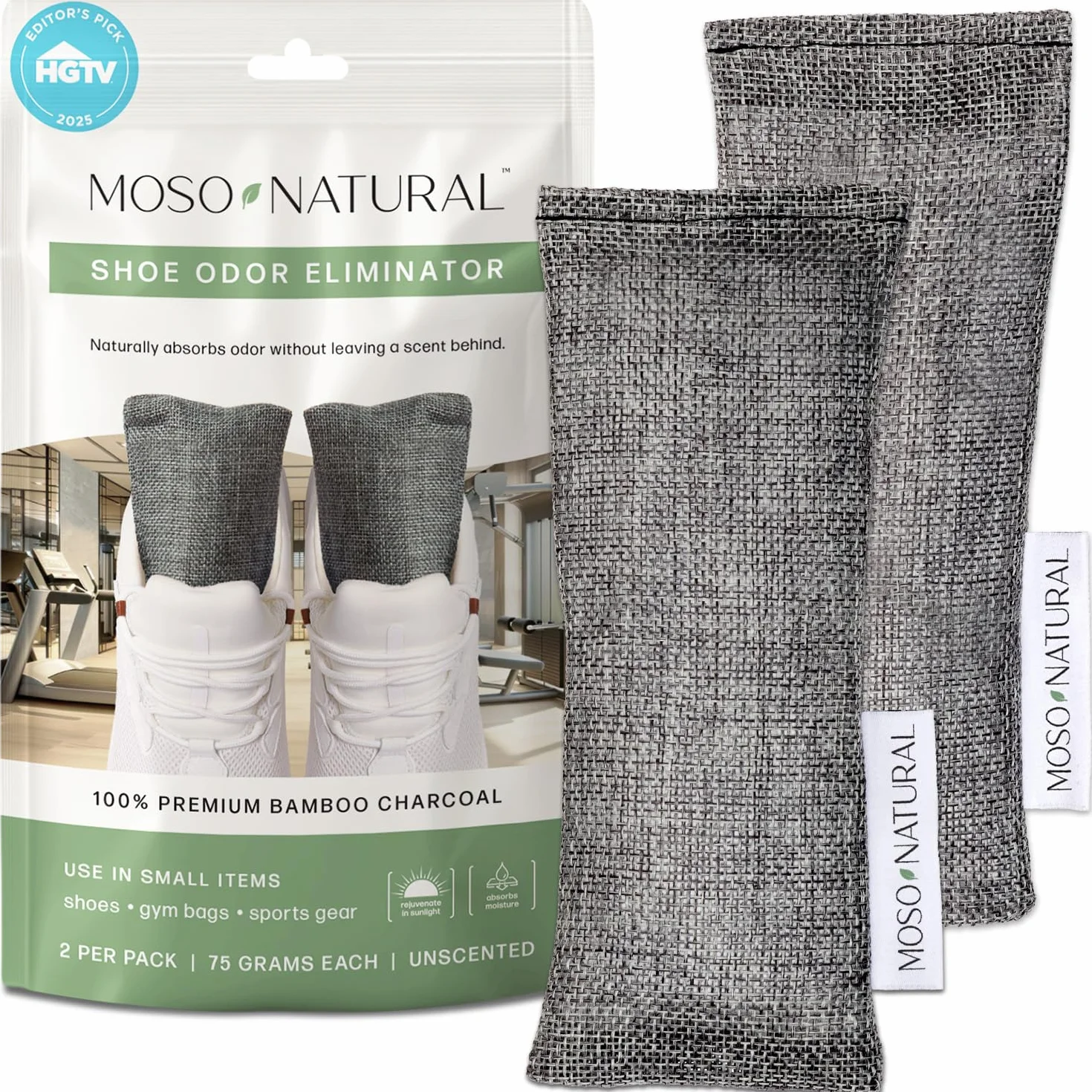 MOSO NATURAL: l'originale borsa per la purificazione dell'aria per scarpe, borse da palestra e attrezzatura sportiva. un eliminatore di odori inodore e privo di sostanze chimiche (carbone)