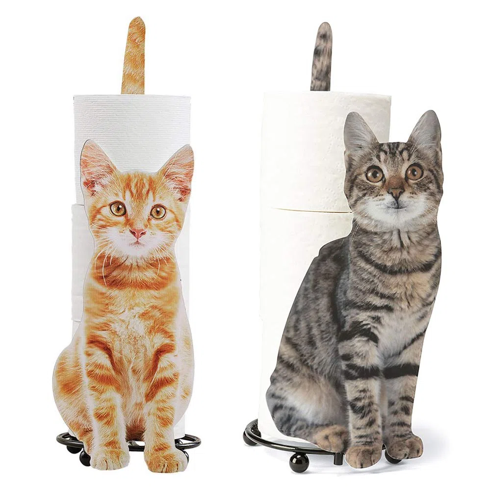 porta rotolo di carta igienica a forma di gatto, porta carta igienica da bagno, regalo per gli amanti dei gatti (arancione)