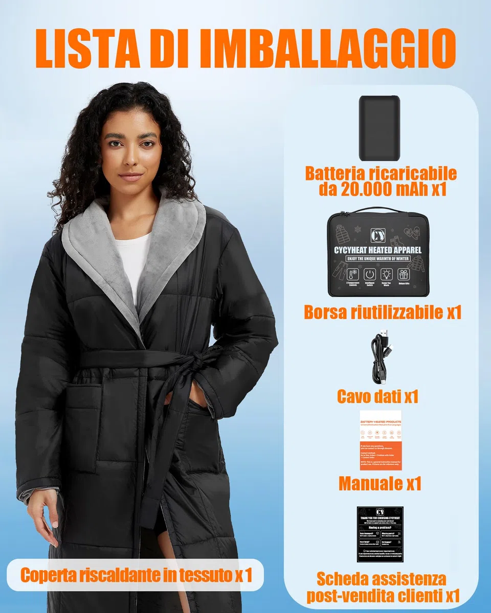 Coperta Elettrica con Maniche 20000mAh 7.4V per Uomo e Donna – Coperta con Maniche Riscaldante Portatile con Tecnologia di Riscaldamento Migliorata per Casa