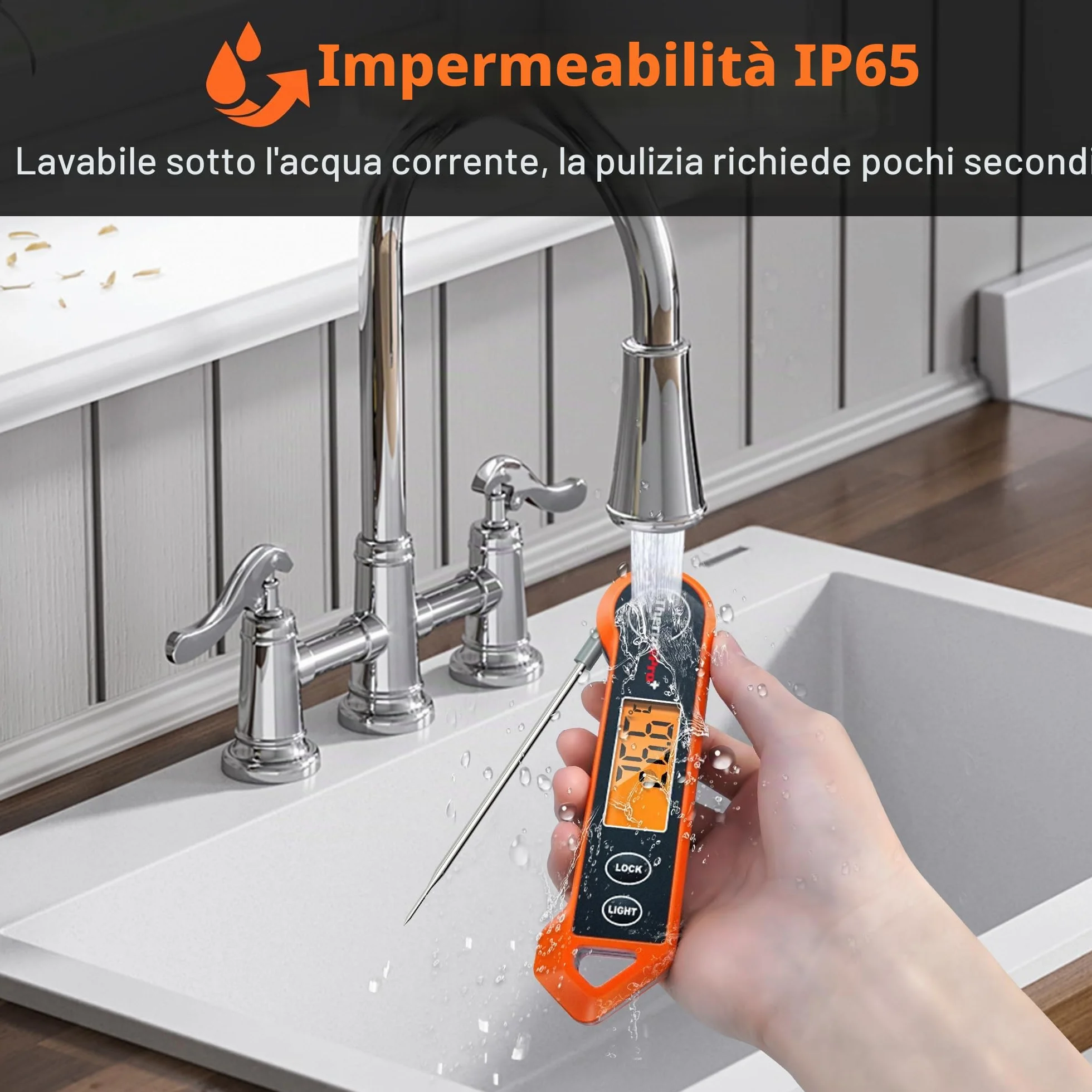 ThermoPro TP19H Termometro digitale per carne per cucinare con retroilluminazione ambidestra, impermeabile per alimenti da cucina BBQ Grill Affumicatore Olio per friggere Caramelle Lettura istantanea