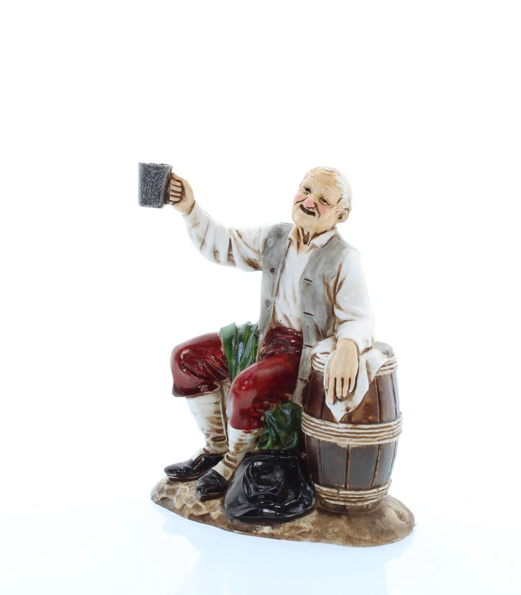Moranduzzo Uomo che beve per Presepe da Cm 12 Scala 1:15 -Statuine Presepe Indistruttibili - Stile 700', Pittura Rifinita a Mano, Prodotto Ufficiale, Made in Italy, Scultore M. Landi