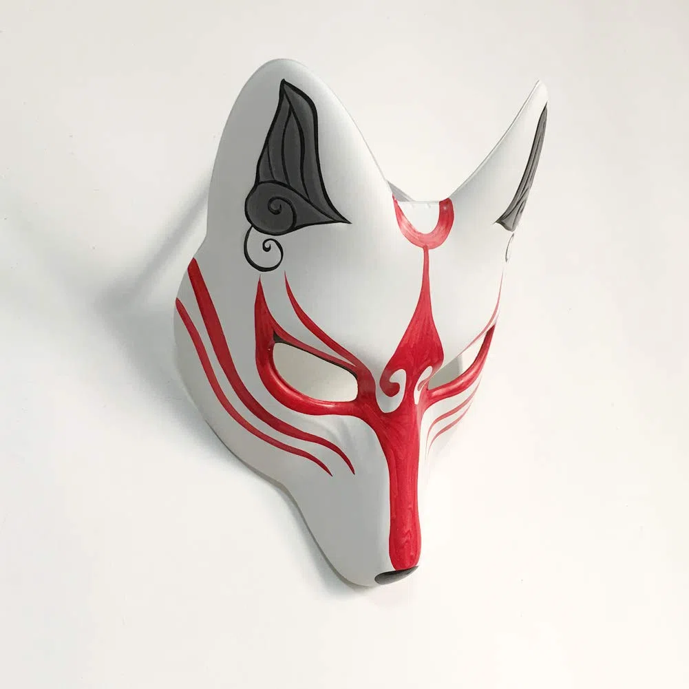 YangYong Kitsune - Maschera da volpe per Halloween e feste in maschera, Kabuki, in poliuretano