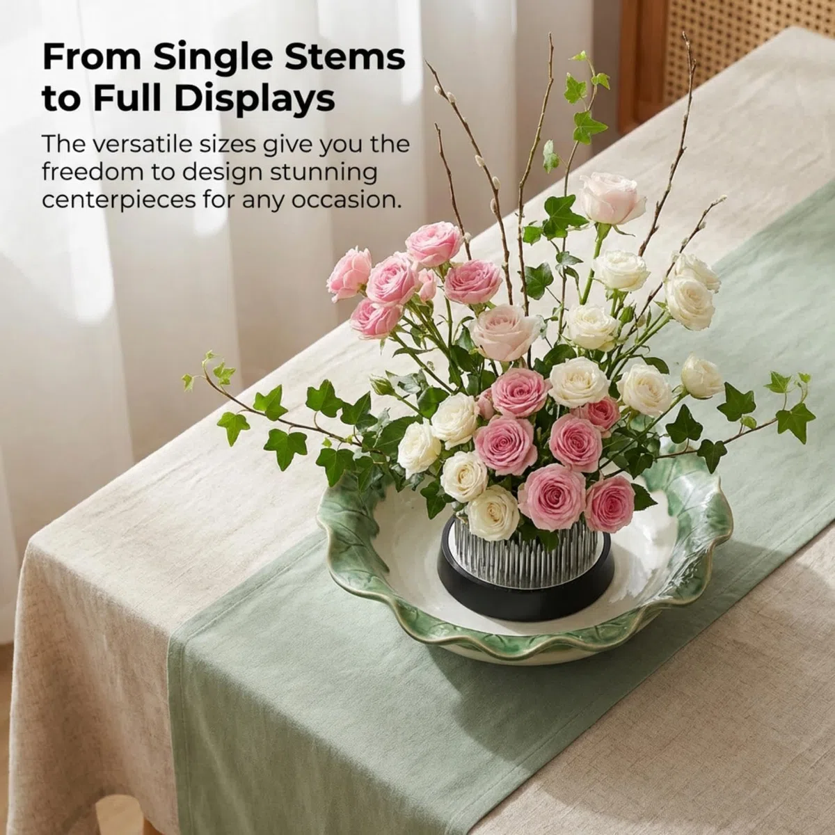 Supporto rotondo per composizioni floreali, 4 pezzi Kenzan in acciaio inox rana di fiori con base antiscivolo per Ikebana, ideale per decorazione della casa, salone, tè fiorista giardino
