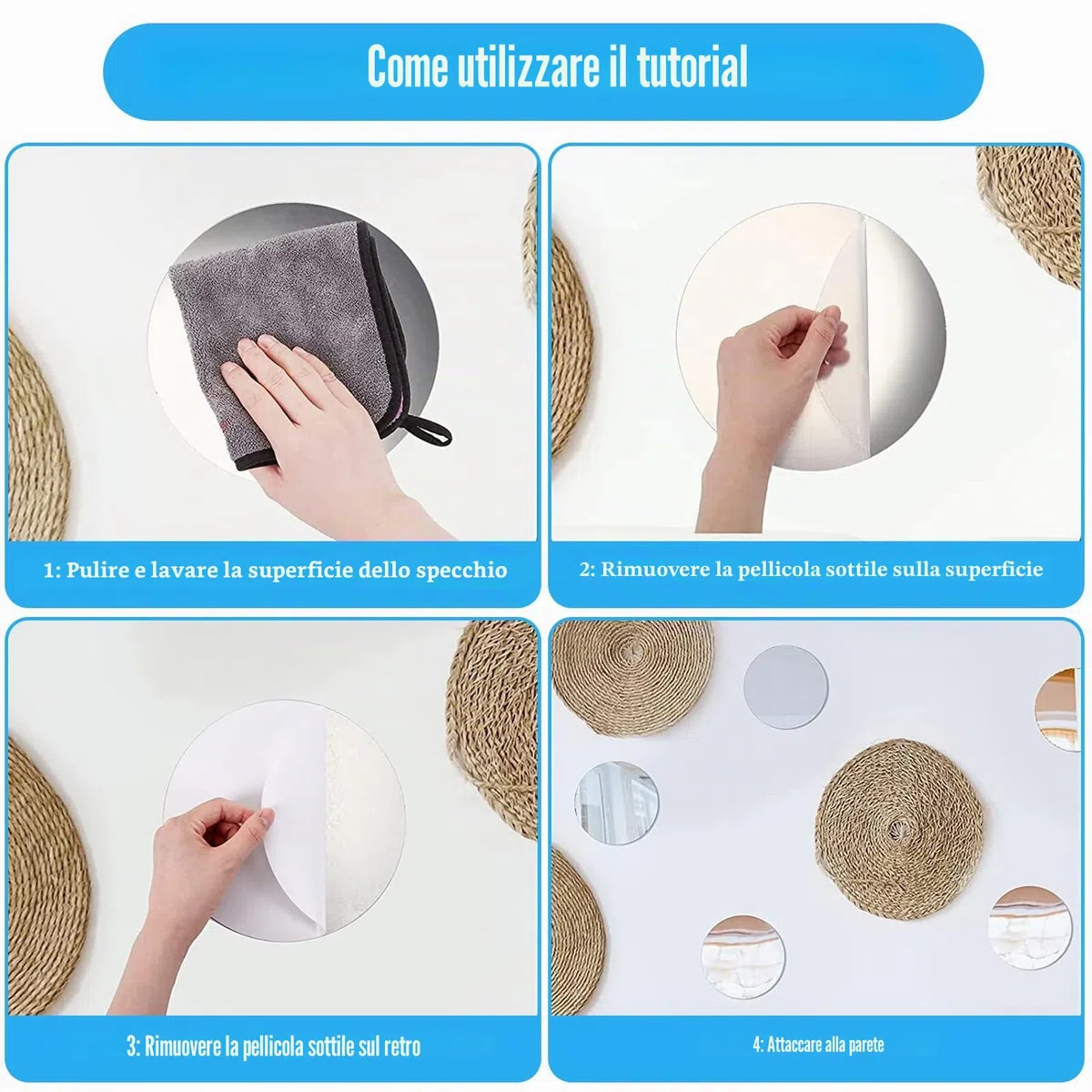 6 vassoi rotondi a specchio, diametro 20 cm, per decorare, piatto rotondo in vetro acrilico, vassoi per tavolo di nozze, tavolo da tavola, decorazione per la casa