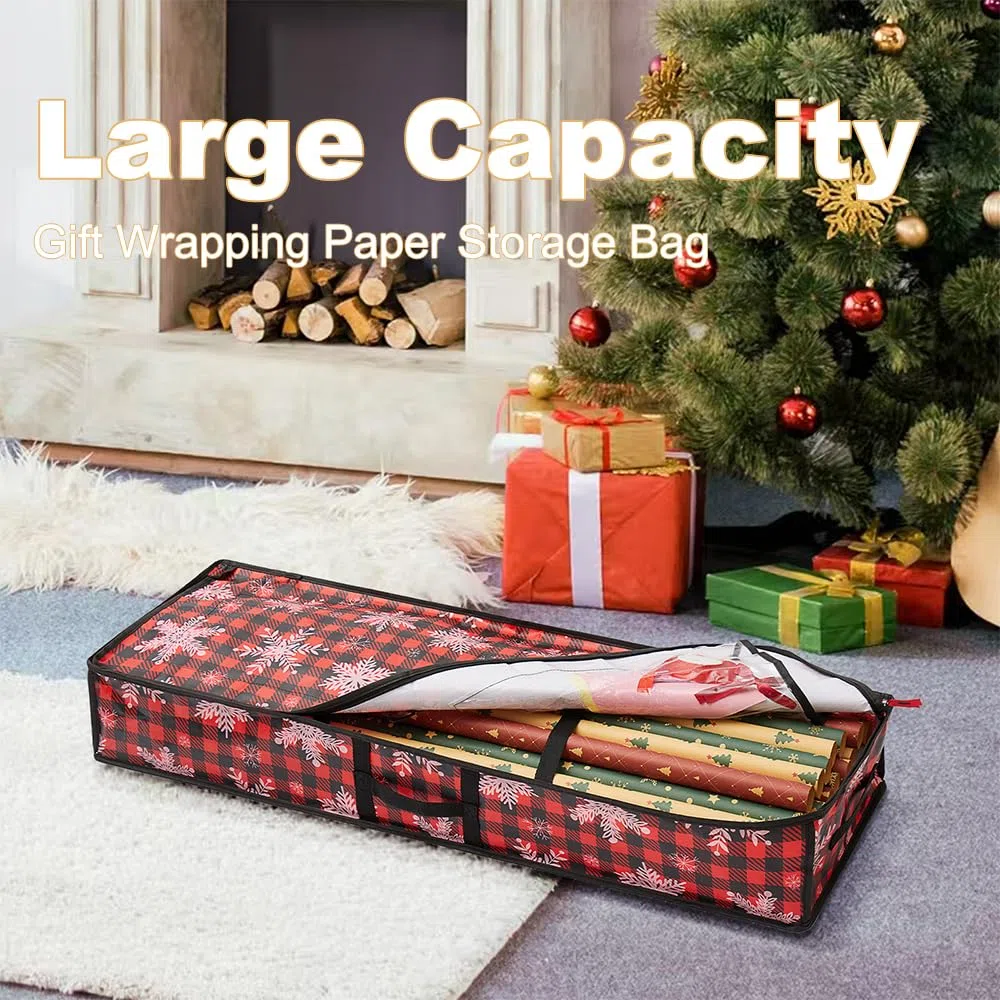 Organizzatore per Carta da Regalo, Porta Rotoli Carta Regalo di PE, Contenitore per Rotoli di Carta con Scomparti, per Nastri Regalo Fiocchi Accessori Decorativi, 105x35x16cm