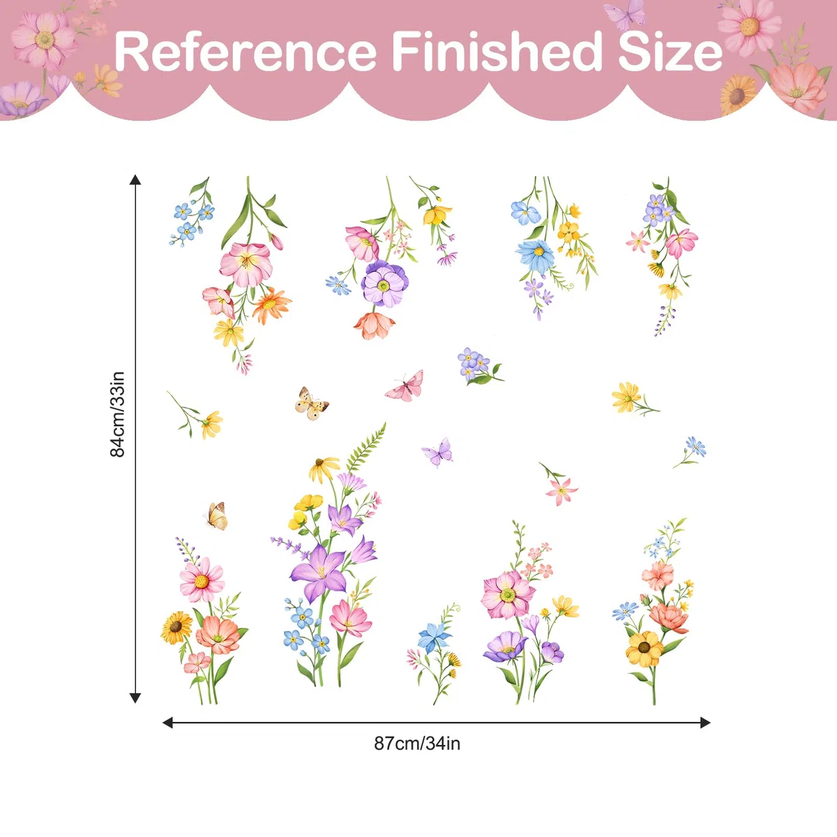 Tanlaby Fiori Colorati Adesivi per Finestre Estate Primavera Piante Vetrofanie Adesivi Fiore Erba Farfalla Decalcomanie per Finestre Anti-Collisione Finestra Vetro Porte Decalcomanie