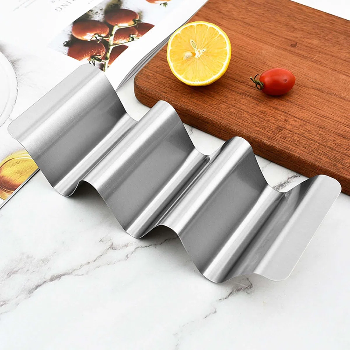 2 Pezzi Porta Taco, Supporto per Tacos in Acciaio Inossidabile con Manici, Taco Holder Vassoio Porta Tortilla Reversibile può Contenere 2 o 3, per Ristorante, Casa, Festa, Picnic (Forma a U)
