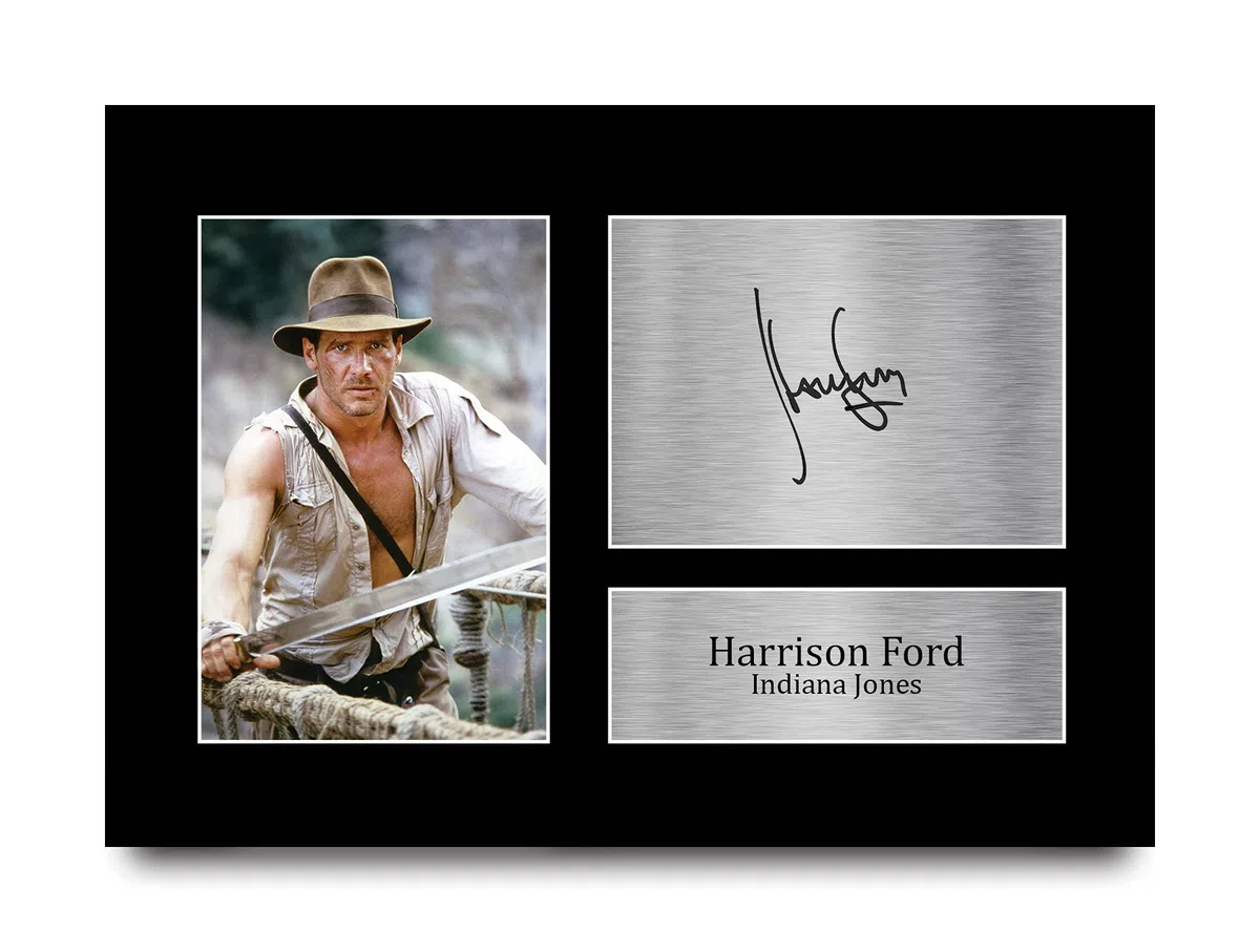 HWC Trading A4 Harrison Ford Indiana Jones Regali Stampati Autografo Firmato Immagine Per Gli Appassionati Di Memorabilia Di Film - A4 Incorniciato