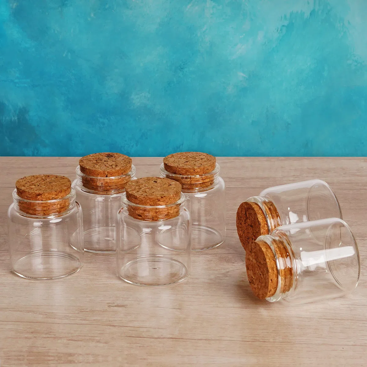 BELLE VOUS 12 Mini Bottiglie Vetro con Tappo in Sughero - 45-50ml - Fialette in Vetro Mini Bottiglie e Imbuto per Bomboniere, Feste, Spezie in Cucina e Marmellate