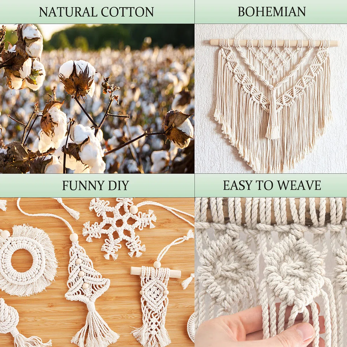 Macrame Corda 3 mm x 300 m, Filo Naturale, per Appendiabiti per Fiori, DIY Knitting Craft, Home Decor Camera da Letto e Decorazioni Nuziali (Beige)