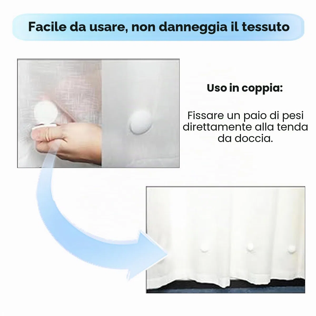 3 paia di pesi per tenda da doccia antiruggine, con magneti avvolti in silicone, Calamite Tende, Rotondo Magnetico Tenda Pesi, adatti per tende da doccia, tovaglie e tende
