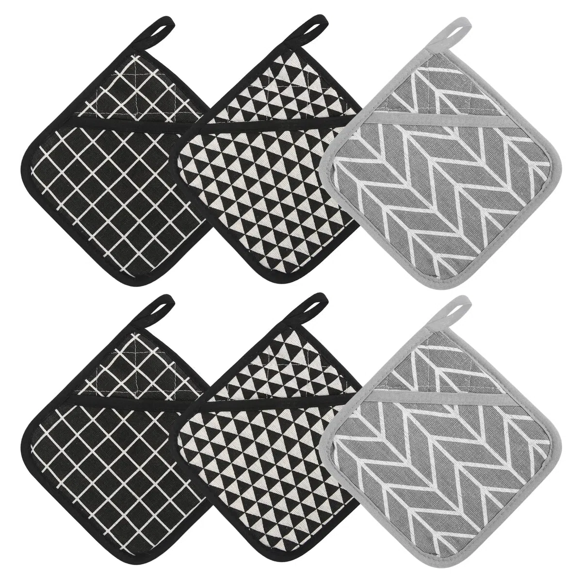 prota Presine da Cucina, 6 Pezzi Presine in Cotone Resistenti, Quadrate Appendibili Cucina Antiscivolo Resistenti al Calore per Casa Cucinare Cuocere Barbecue Feste