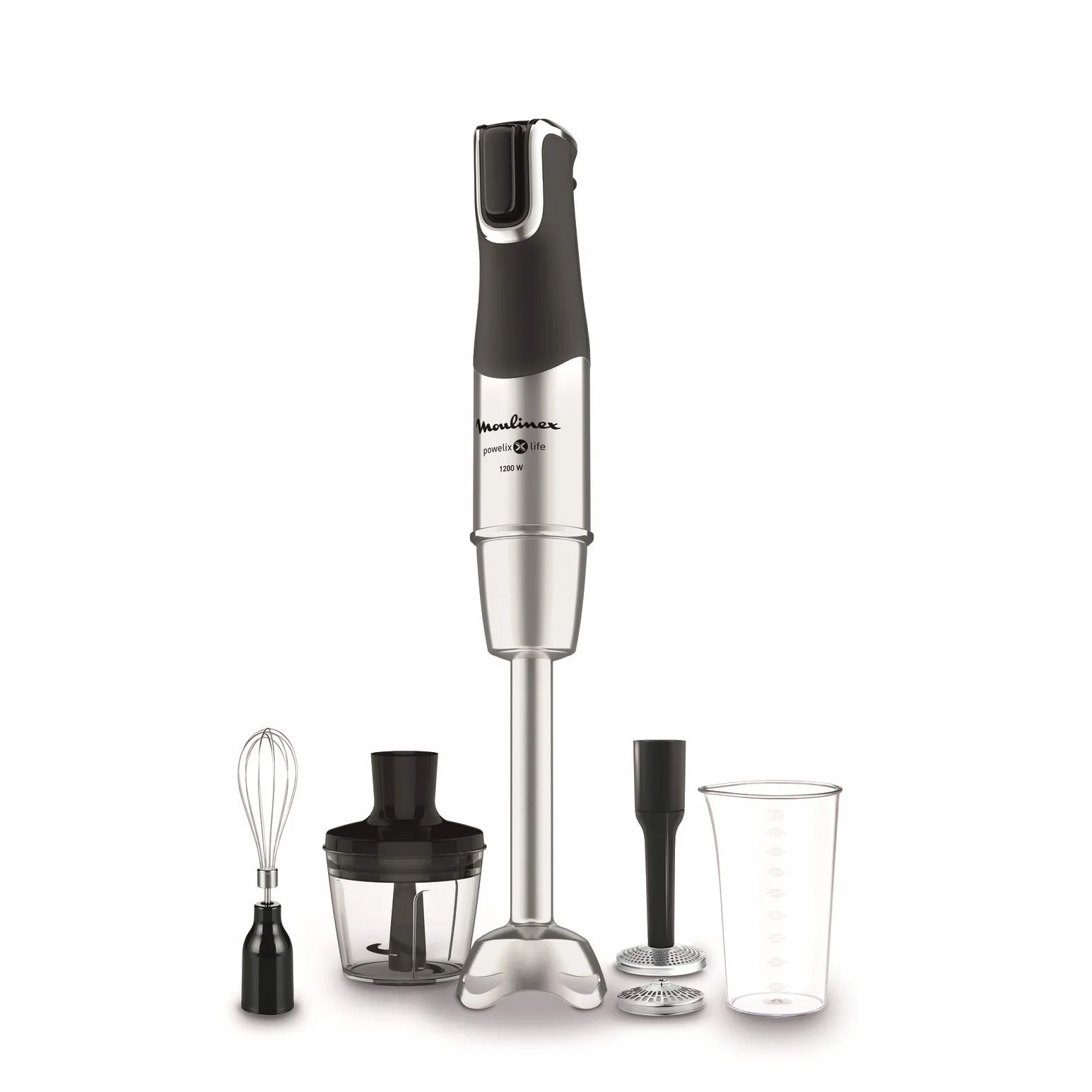 Moulinex DD95HD InfinyForce Pro Powelix Mixer a Immersione, 1200W, Mixer con Tecnologia Powelix, 4 Accessori, Bicchiere 800ml, Tritatutto 500 ml, Frusta e Schiacciapatate, Lame Rivestite in Titanio