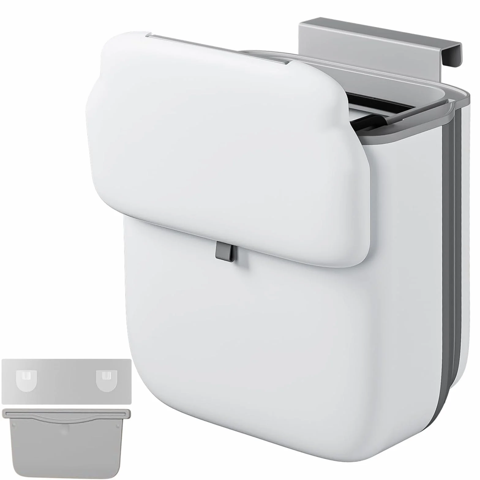 Pattumiera Cucina da Appendere, Pieghevole Secchio Spazzatura Sottolavello Impermeabile 10L con Coperchio, PP+TPA, Pattumiera Estraibile Sottolavello per Cucina Bagno Campeggio Auto Ufficio