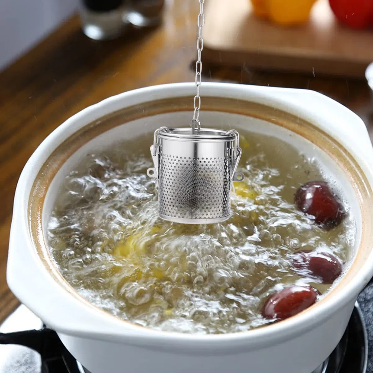 Yardwe Infusori a Sfere per tè in Acciaio Inossidabile Fine FESH Stagion Infuser Piancure per Cucina Domestica (Medio)