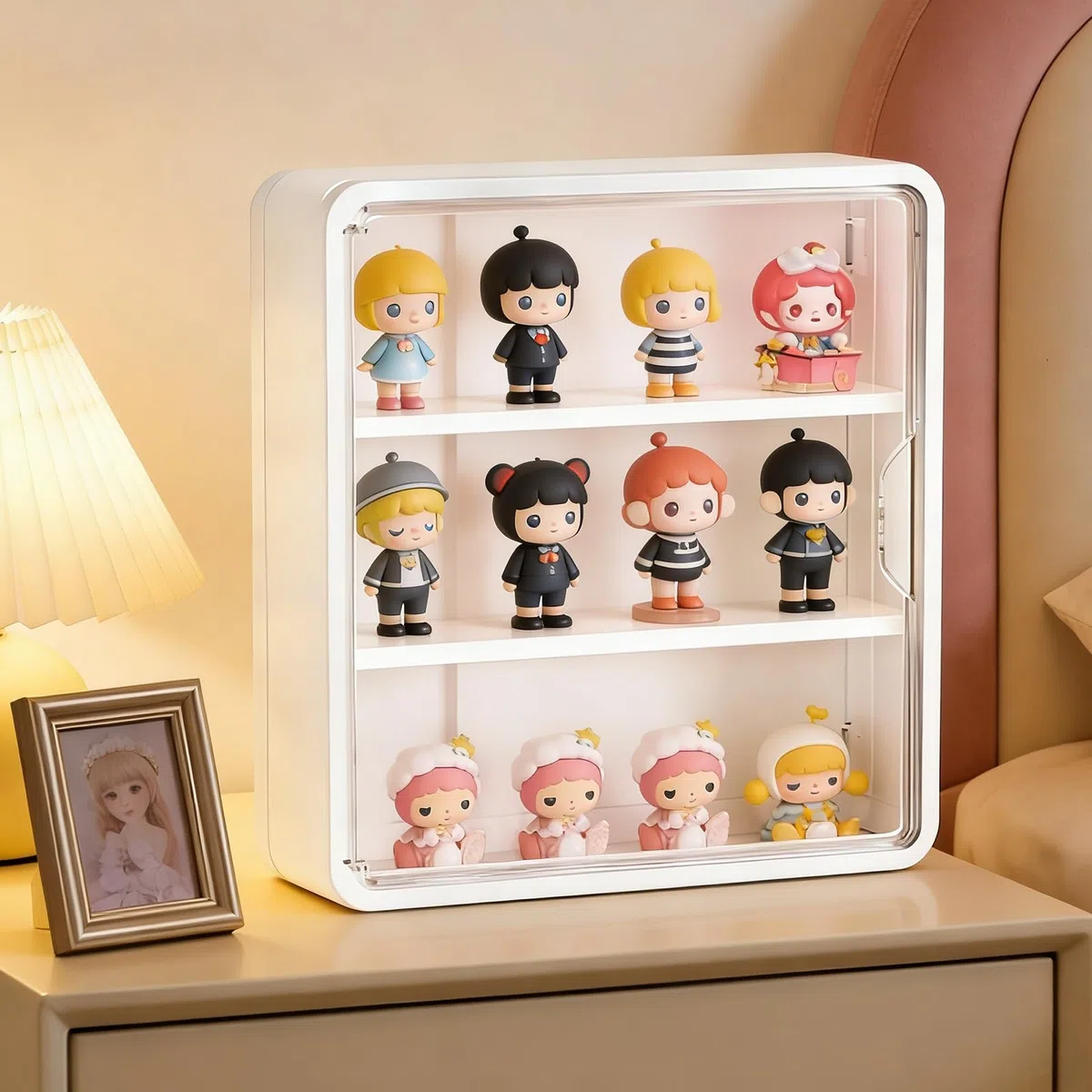 BAIFULAI Vetrina da collezione da appendere con porta magnetica, in acrilico, a 3 strati, da appendere, 30 x 8 x 30 cm, vetrina per parete, vetrina trasparente, vetrina per auto, personaggi anime