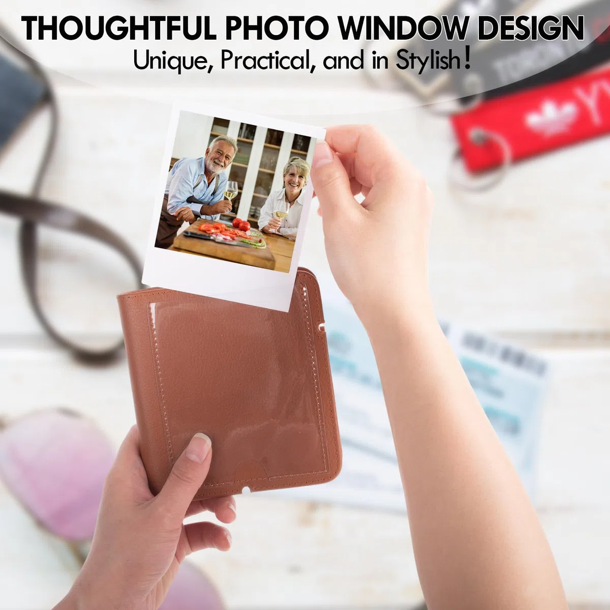 Album fotografico Instax Wide 28 tasche stile retro per Fujifilm Instax Wide 400/300/200/Polaroid Now+/I-Type/OneStep2, marrone