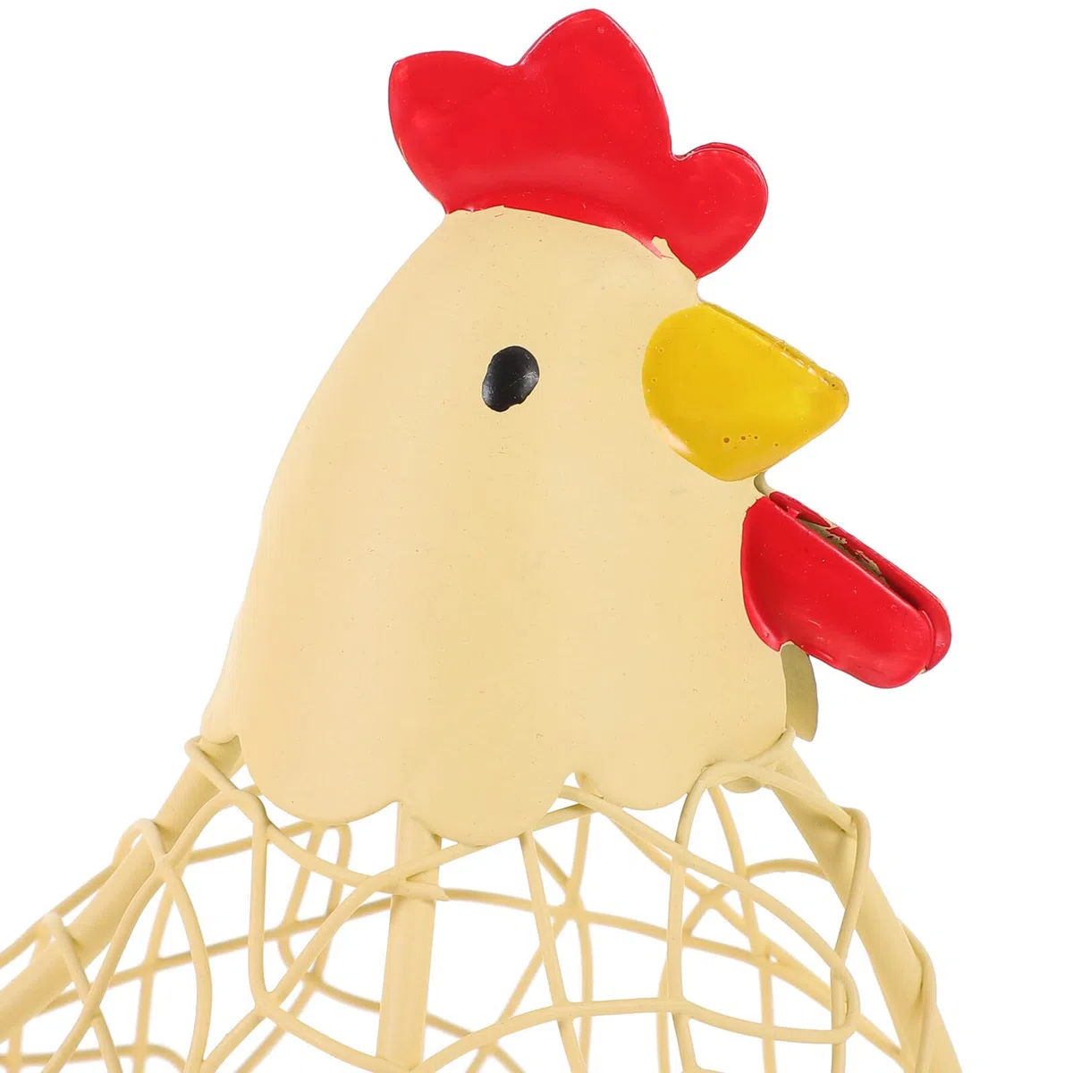 Cesto Design Decorativo Porta Uova in Ferro Giallo a Forma di Gallina Multiuso per Conservazione Uova per Festa e Buffet