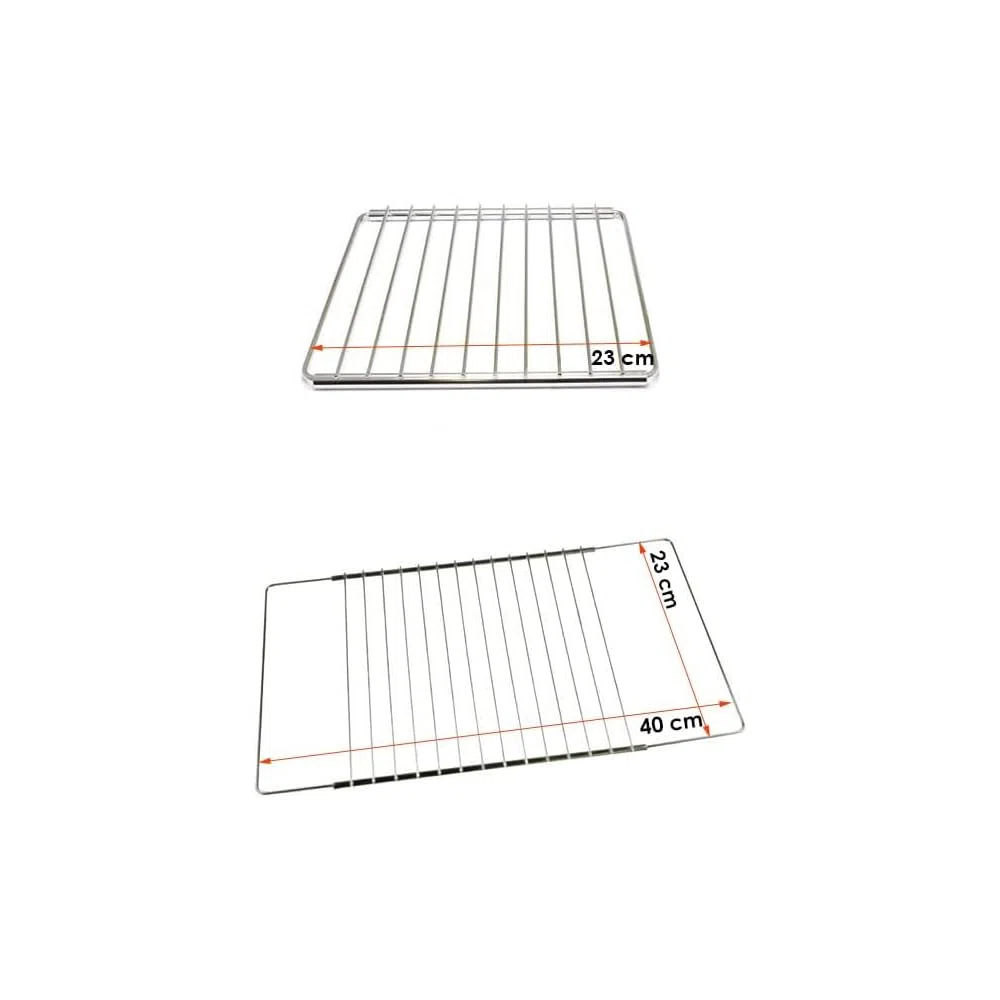 Griglia Grigliette Forno Elettrico Compatibilità Universale | Lunghezza 23 Cm - Larghezza Estendibile 23 -> 40 Cm Con Fissaggio A vite