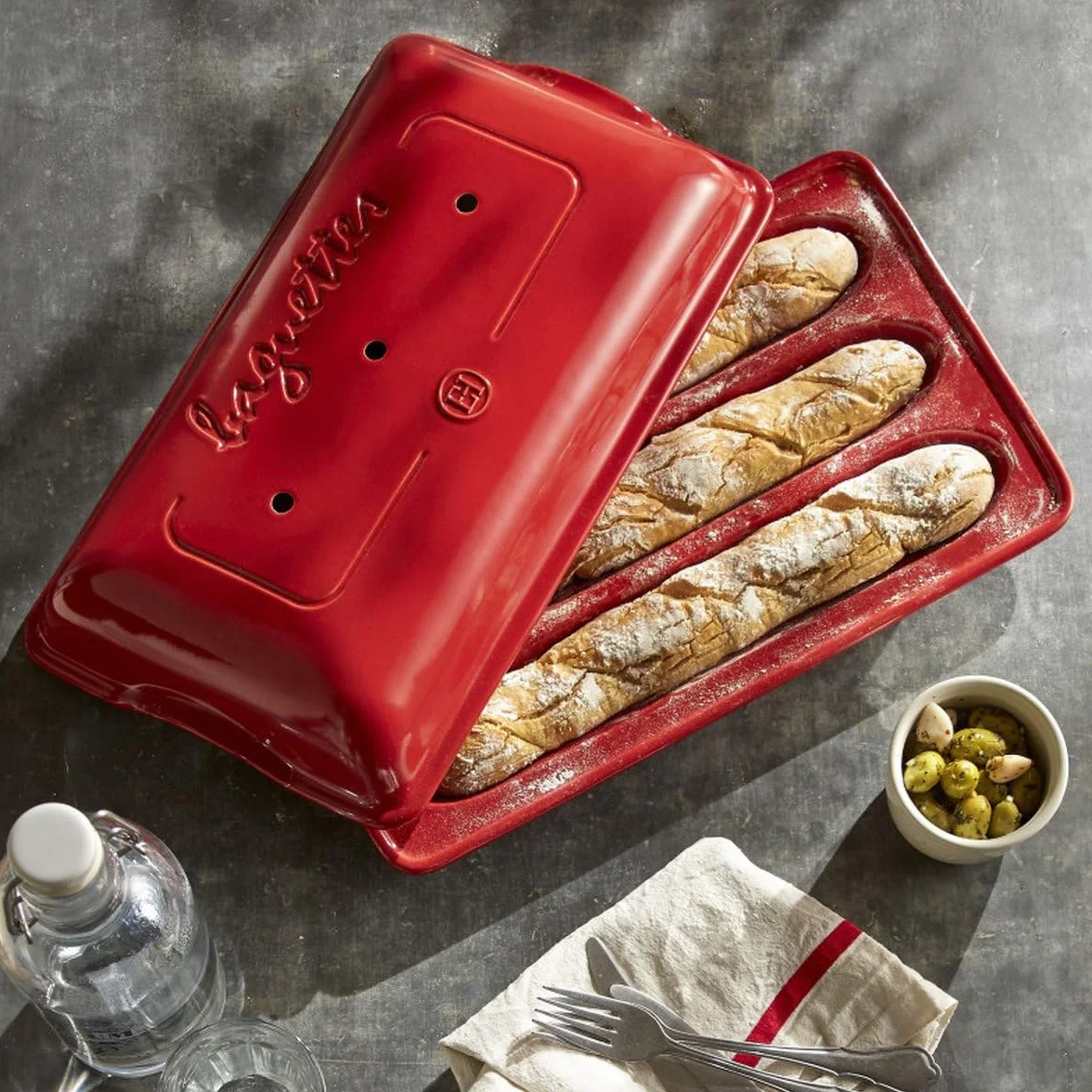 Emile Henry EH349506 Baguettes Stampo con Imballaggio Rinforzato, Marsala