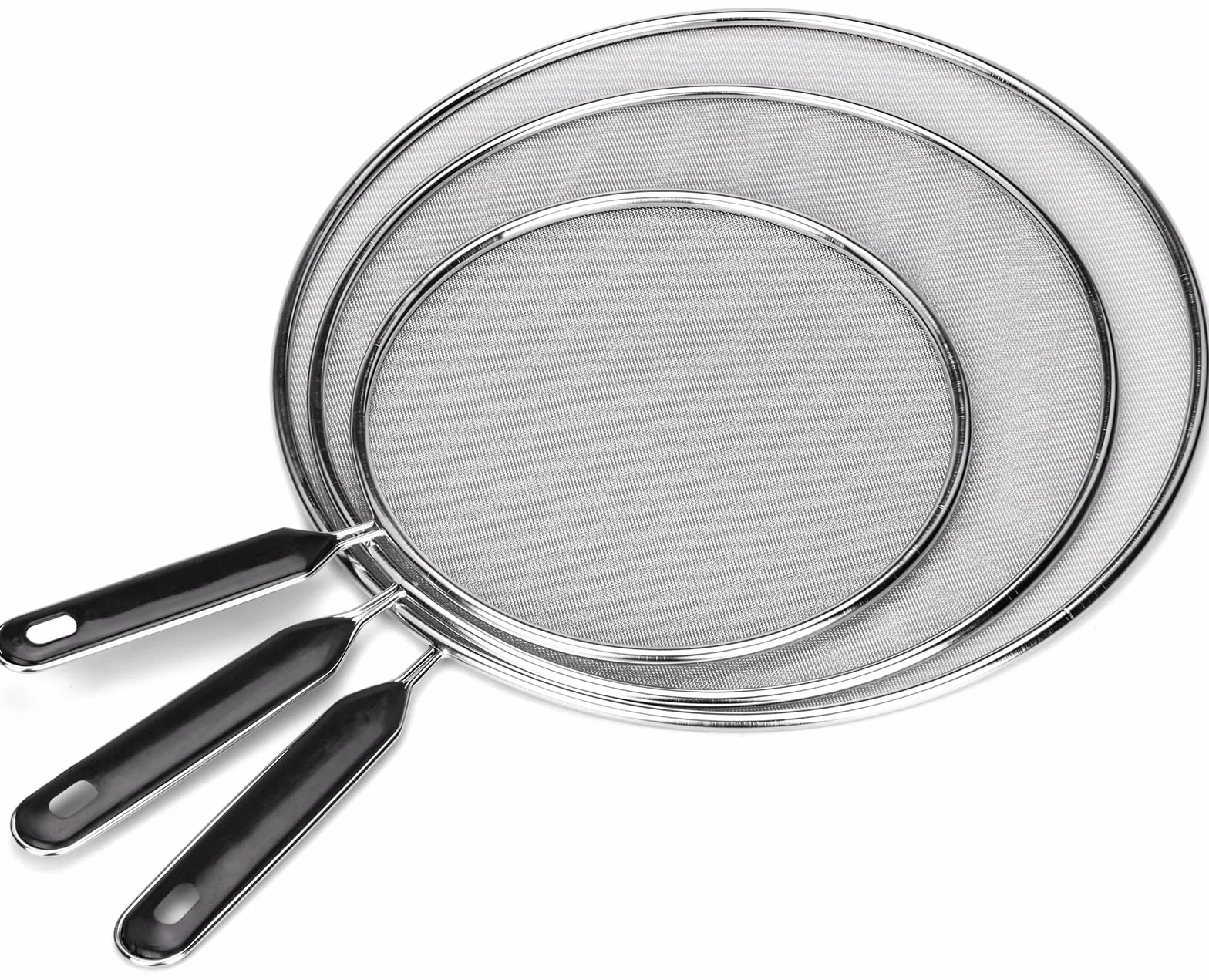 3 Pezzi Paraschizzi Padella Paraspruzzi in Acciaio Inox con Manico Coperchio Antischizzo Paraschizzi Cucina Diametro 19 cm 25 cm 29 cm per Molte Padelle