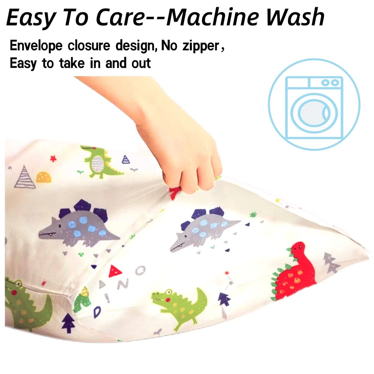 federe 40x60 bambini - Federa Cuscino Puro Cotone Set di 2 Tessuti Chiusura a Busta - Confortevole Federa Decorativa per Cuscino da Viaggio, Modello di Dinosauro, Regali di Natale per ragazzo