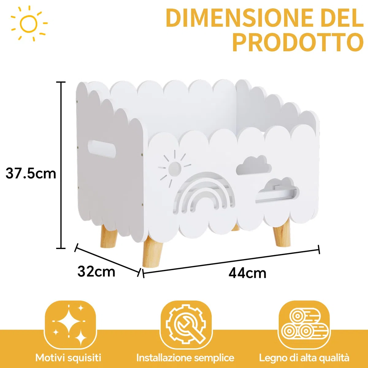 Libreria Montessoriana per Bambini Legno, Porta Libri Contenitore Giochi da Terra, per Cameretta Bambini e Stanza dei Giochi, Scatola Porta Oggetti, Espositore Libri