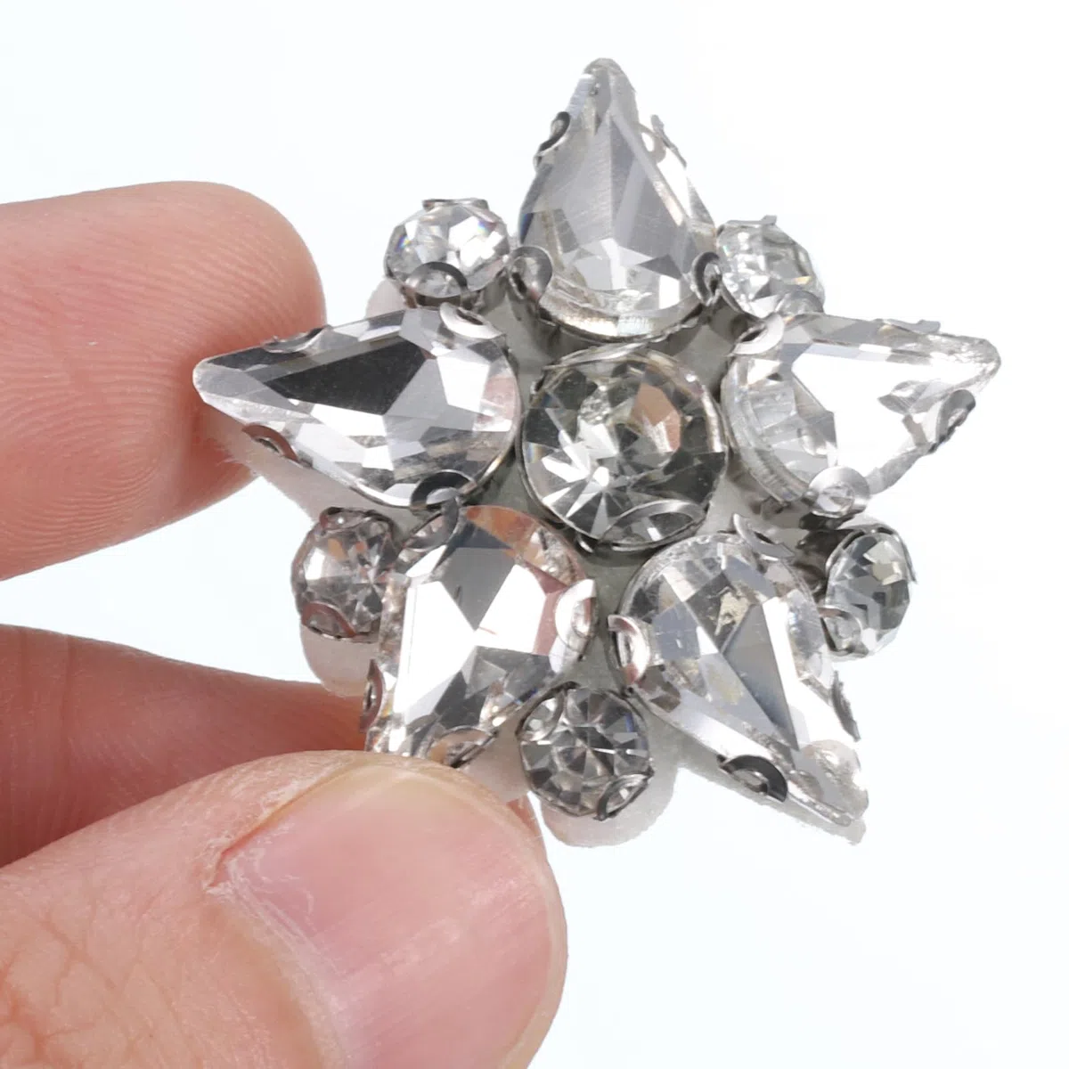 QUARKZMAN Patches a Stella Realizzato a Mano con Perline, 10pz Applicazioni Strass di Cristallo Vetro Applicazioni Toppe a Forma Stella per Abbigliamento Accessori Cucito Fai Da Te, Bianco