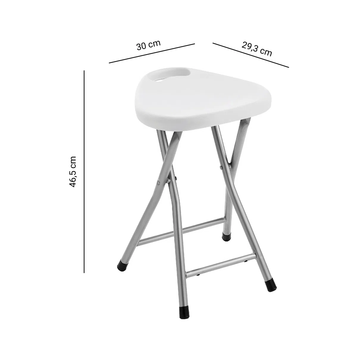 GEDY Sgabello bagno sacchetto, Misure e peso: 46,5X30X29,3 CM & 1,17 KG, Sgabello richiudibile in metallo e resine, Finitura bianche, Design R&S Gedy, 2 anni di garanzia
