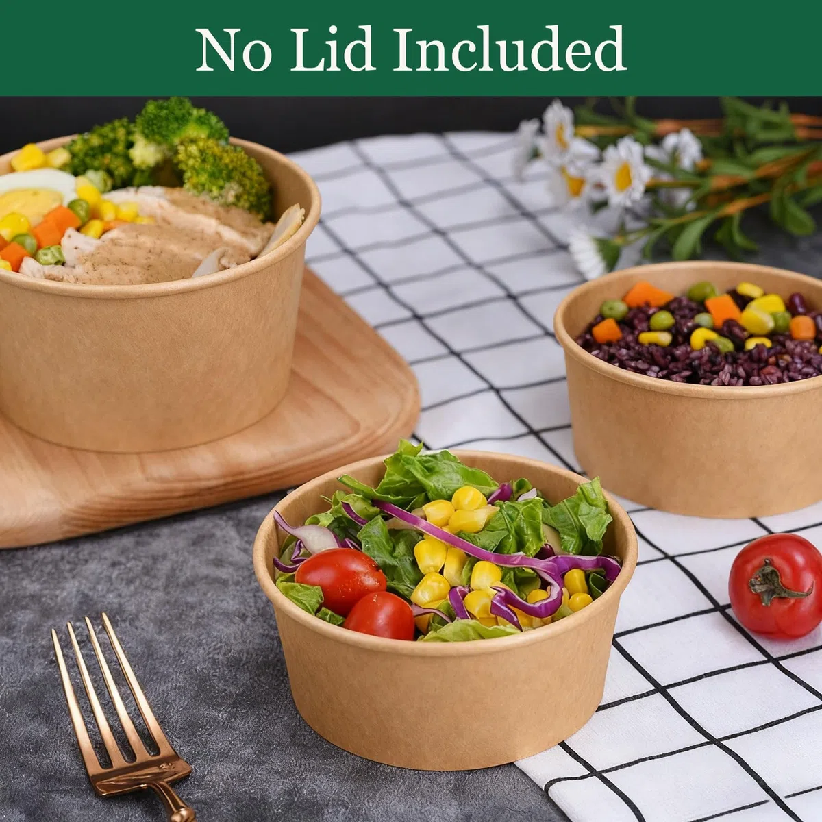 Lesi Ciotole di carta usa e getta da 1000ml (35 Oz) – Senza coperchio incluso, contenitori da asporto in carta kraft marrone per insalata, zuppa, ramen