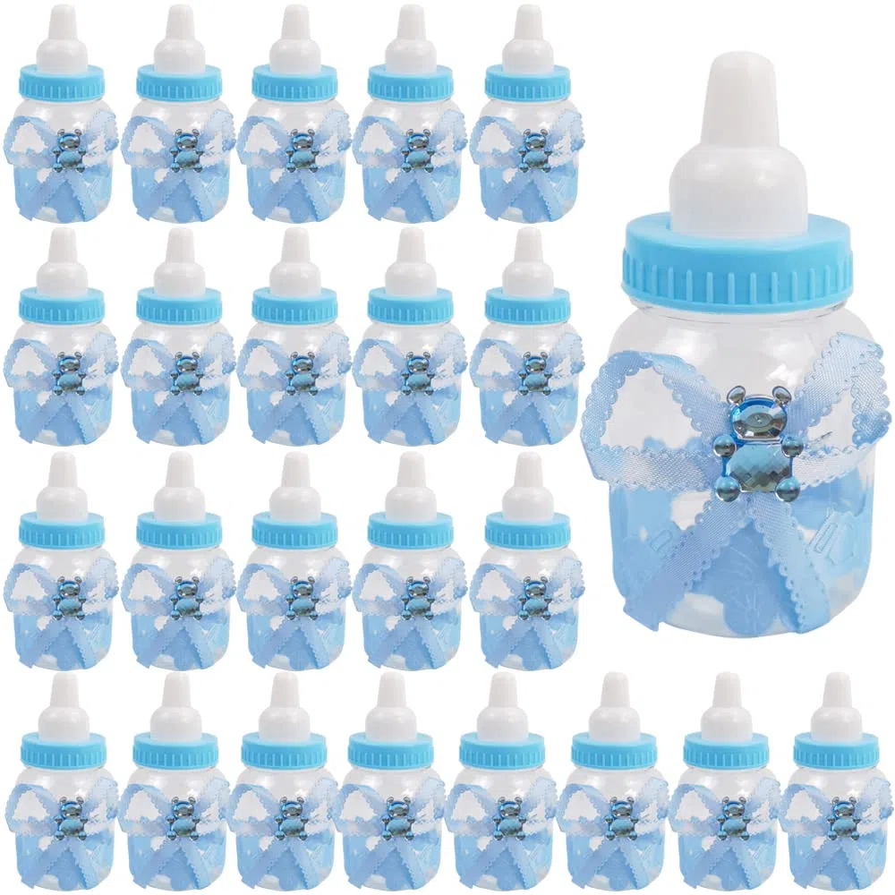 Bottiglia di Caramelle,24 Pcs Biberon Vasetto Caramelle di Plastica Biberon Vasetto Bambino Regalo Bottiglia per Baby Shower Bomboniere per Feste Regali Decorazioni