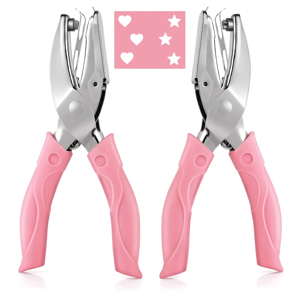 Aster 2PCS punzonatrice manuale per carta in metallo, punzonatrici con impugnatura morbida a forma di cuore/stella, punzonatrice per etichette fai-da-te, abbigliamento, biglietti, strumento per