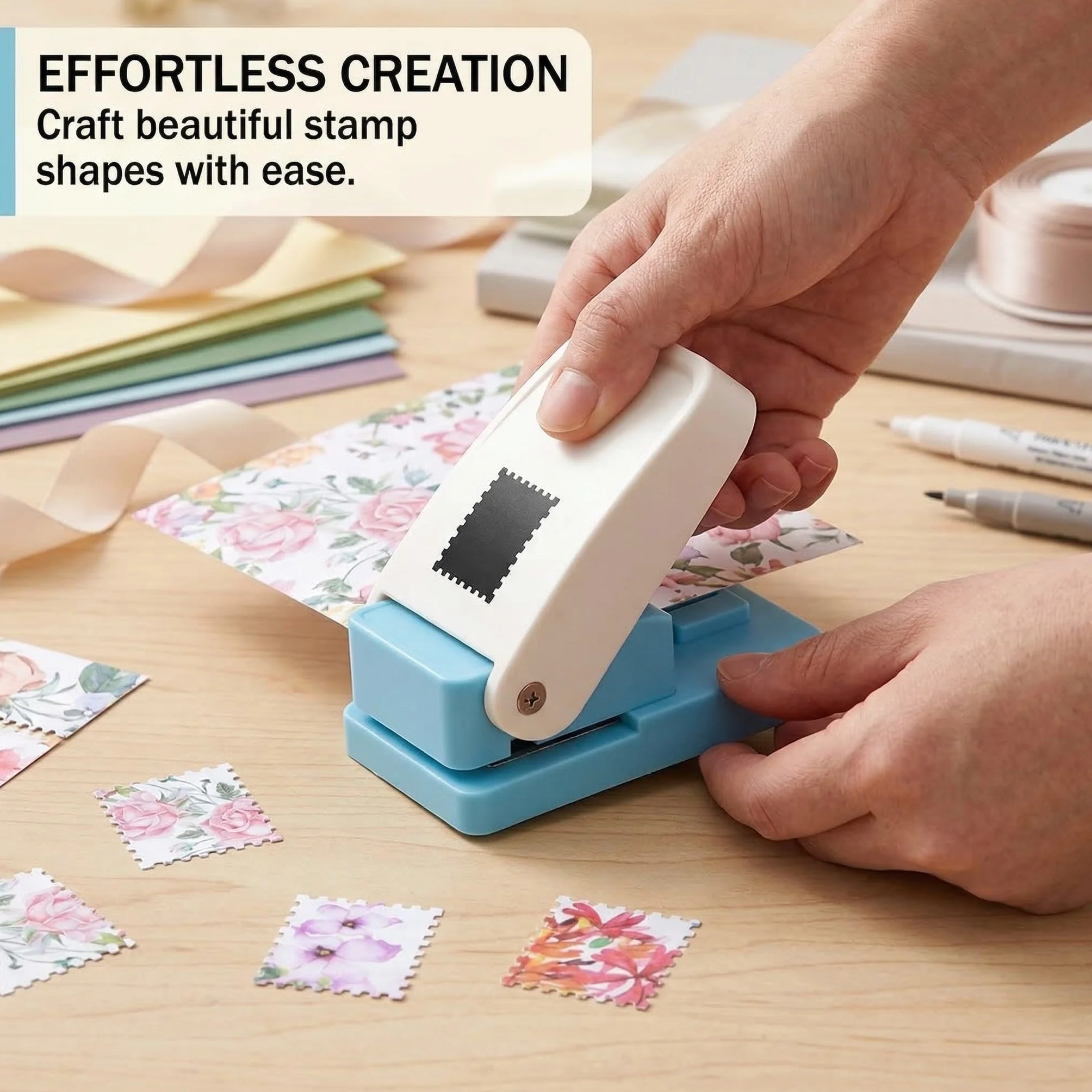 Perforatrice rettangolare per francobolli a leva forma del timbro per lavori artigianali con carta scrapbooking fai da te creazione di biglietti artistici e artigianali