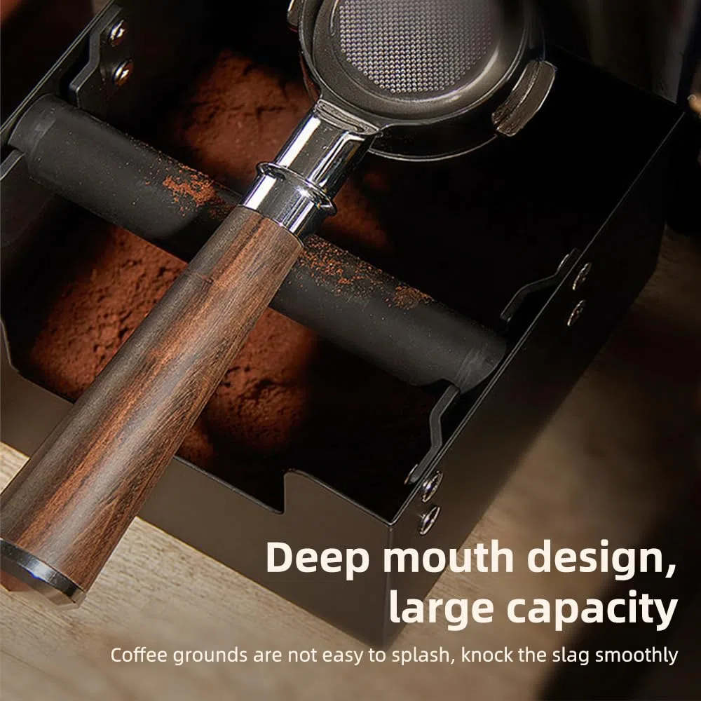 Contenitore per fondi di caffè di grande capacità, resistente in acciaio antiurto, accessori per caffè espresso, contenitore per fondi di caffè con barra di battuta in silicone