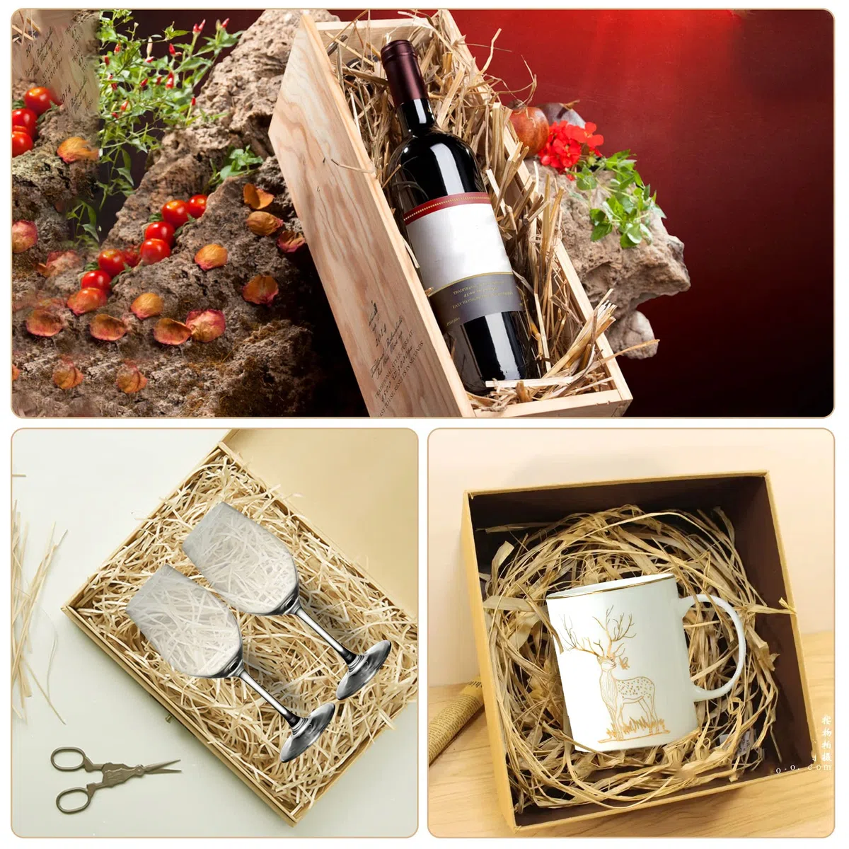 Rafia naturale, 6 pezzi da 300 g, nastro per fai da te, filo di carta naturale, per fioristi, giardini, matrimoni