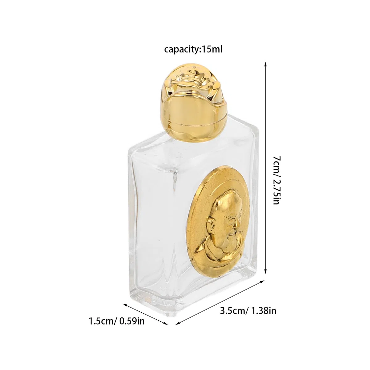 PRETYZOOM Set da 4 Bottigliette in Vetro Goffrato da 15 Ml per Acqua Santa Struttura in Lega Dorata Contenitori da Viaggio per Eventi Religiosi Matrimoni e Decorazioni Cristiane