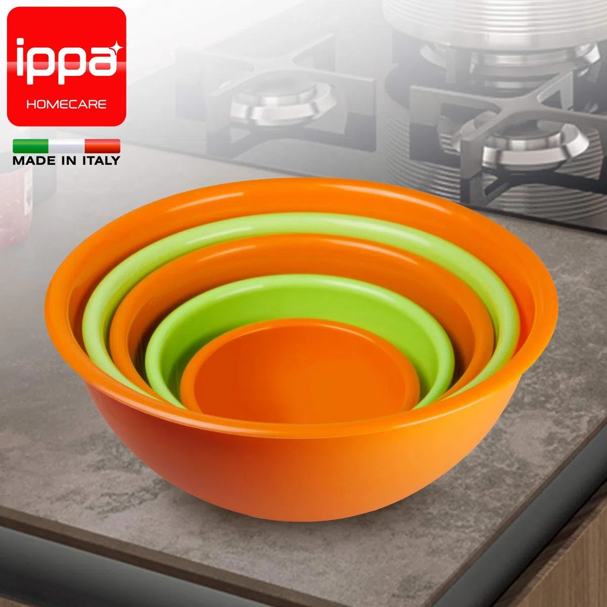 I.P.P.A. Set 5 insalatiere in polipropilene. Terrine 100% made in Italy. Perfette in cucina e in campeggio. 5 diametri: 14-18 - 23-26 - 30 cm