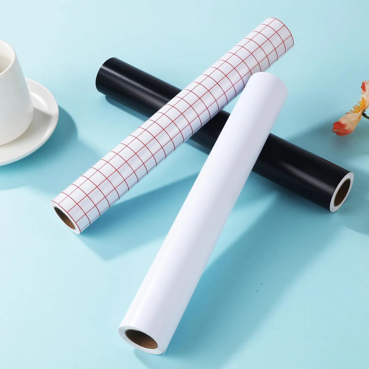 3 Rotoli Fogli Adesivi in Vinile,30.5 x 300 cm Bianco e Nero Vinile Permanente Adesivo, per Tazze, Vetro, Finestre, Ceramiche