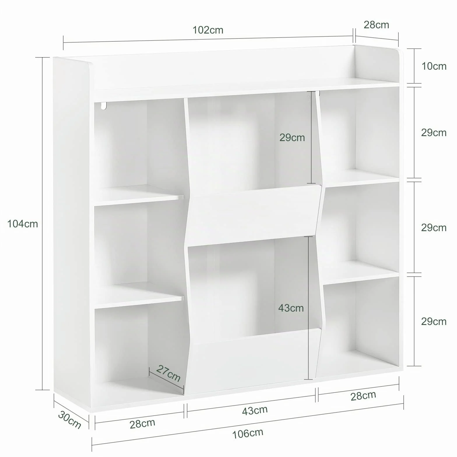 SoBuy Libreria Montessoriana per Bambini - Scaffale Portagiochi con 8 Scomparti Aperti - Libreria da Terra per Cameretta 106x30x104 cm Bianco KMB55-W