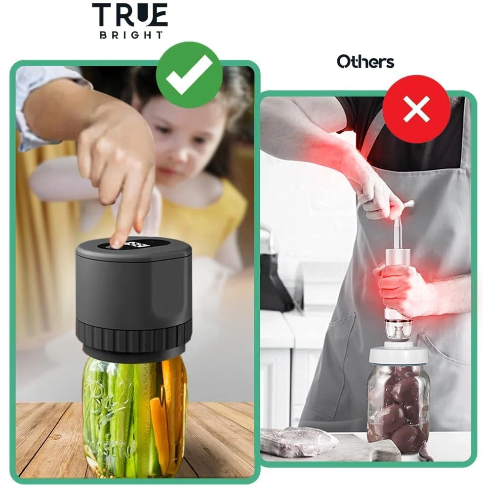 Sigillatrice sottovuoto per barattoli di vetro, Kit sigillatrice sottovuoto elettrica per barattoli di vetro per barattoli di vetro a bocca larga e bocca normale, Macchina per sigillare sottovuoto