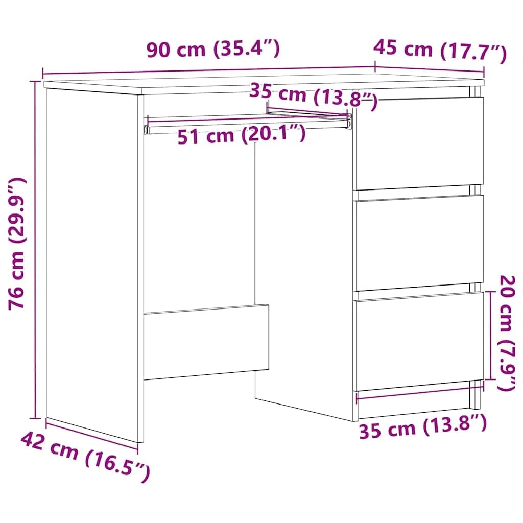 vidaXL Scrivania Grigio Cemento 90x45x76 cm in Truciolato