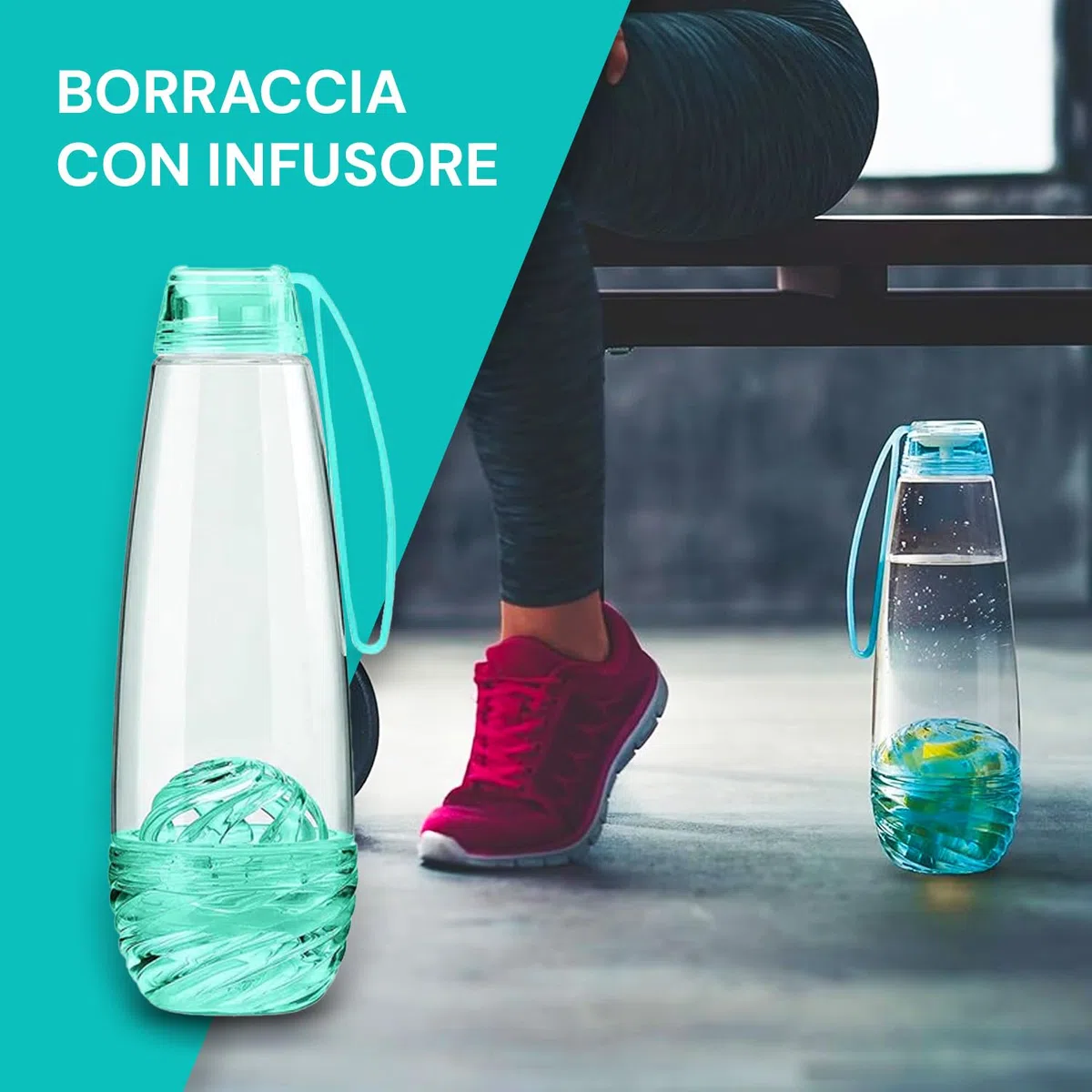 Avilia Borraccia Trasparente e Azzurra con Infusore 750ml - Ideale da Portare con sè e per Preparare Thè e Tisane - Comodo Infusore Removibile Facile da Pulire e per Aromi Sempre Freschi