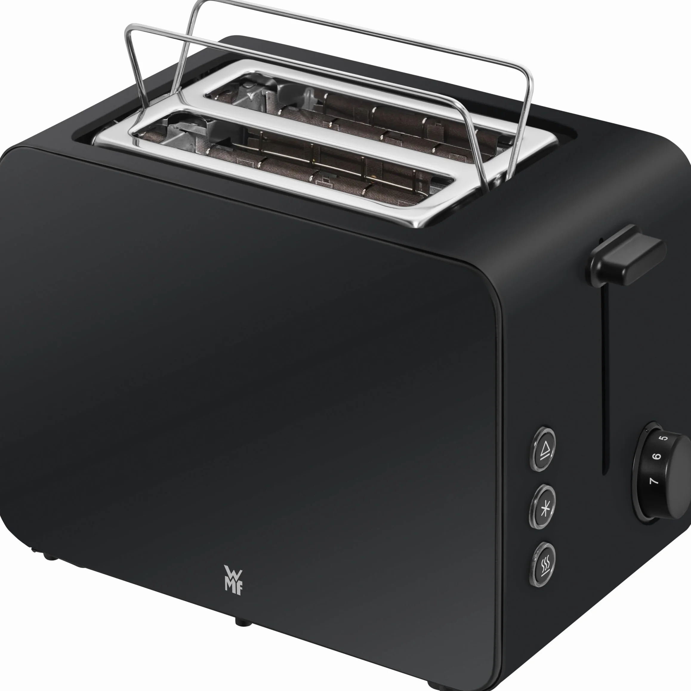 WMF Stelio Tostapane a 2 fette in acciaio inox, doppia fessura con inserto per panino, funzione bagel, 7 livelli di doratura, 900 W, tostapane in acciaio inox nero opaco